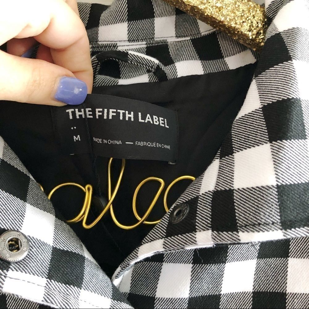 NWT The Fifth Label Black Gingham Bomber Jacket M - Picture 6 of 7